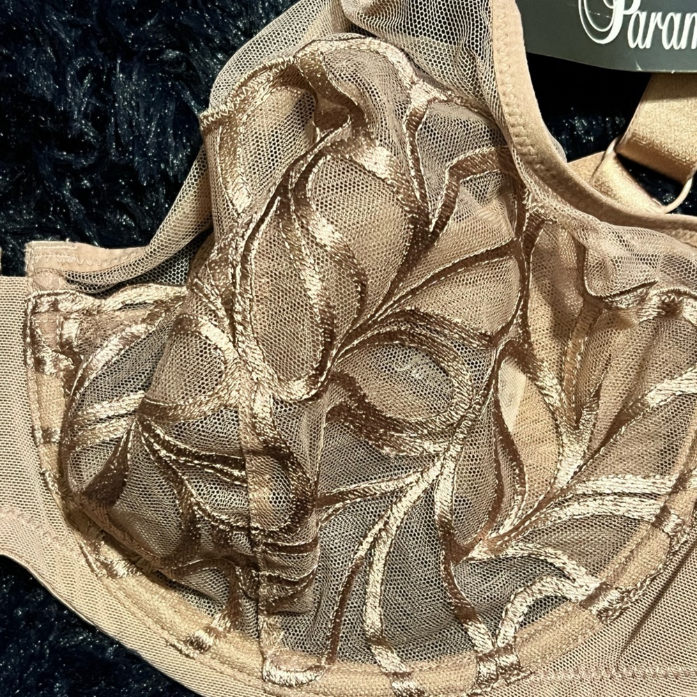 NWT Felina Paramour Lotus Embroidered Unlined Bra | Ultra-Light - Rose Tan 34G - Picture 4 of 13